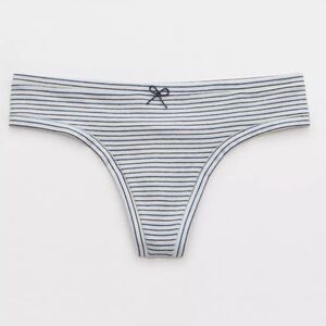 🆕 NWT Aerie Supechill Cotton Thong Underwear, Women’s Size Medium, Eyelet Blue